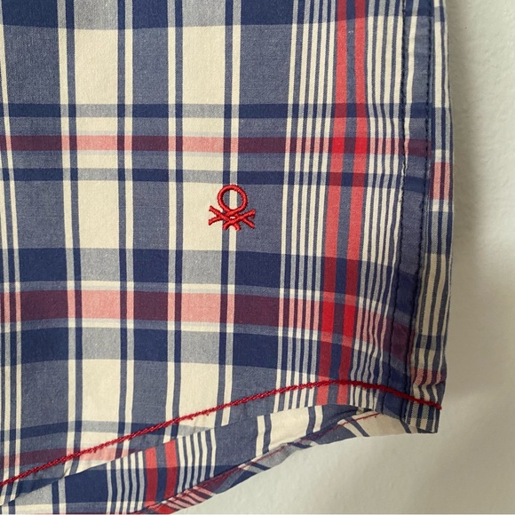 Stile Benetton plaid shirt w/ unique cuff design and ability to roll. Well made. - Picture 7 of 11